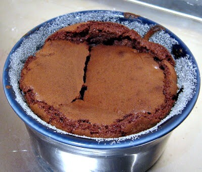 Chocohotopots, Poofed!: a simple baked chocolate pudding with whipped eggs to create some lift