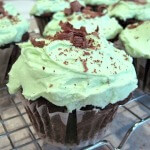 Mint Chocolate Cupcakes: Dark chocolate cup cakes topped with a Peppermint White Chocolate Ganache based frosting