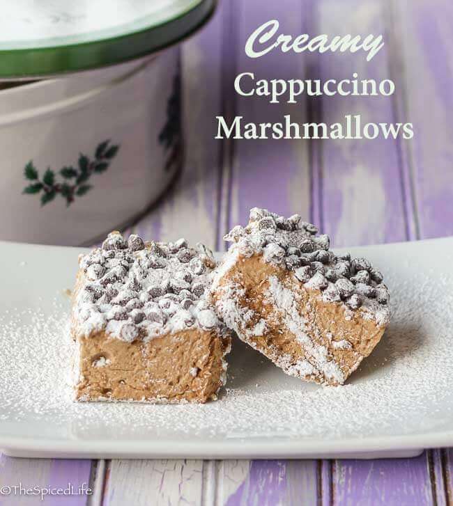 Creamy Cappuccino Marshmallows with miniature chocolate chips