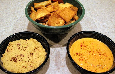 Middle Eastern dips with pita chips