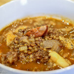 Spanish Lentil Soup with Sausages and Apples--even better the second day!