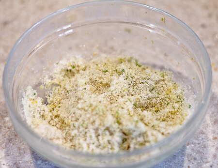 lime zest rubbed into sugar
