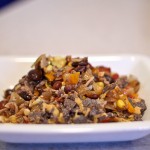Ground Beef Casserole with tortilla crust and tomato chutney