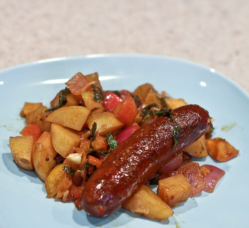 Roasted Smoked Sausage with Apples and Potatoes