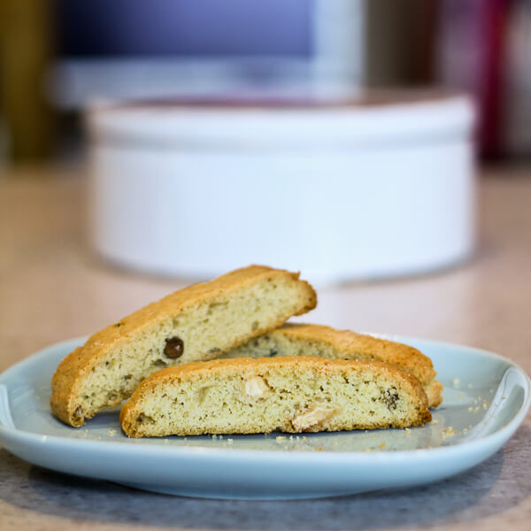 Rosemary Citrus Biscotti with Pistachios and White Chocolate Chunks