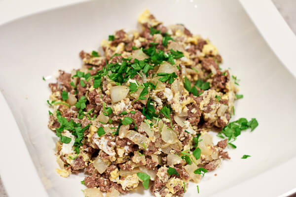 Middle Eastern Scrambled Eggs with Meat