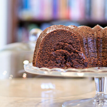 sliced Double Chocolate Swirled Bundt Cake