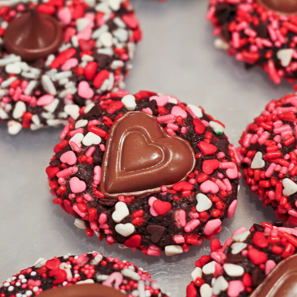 Chocolate Valentine's Day sprinkle cookies