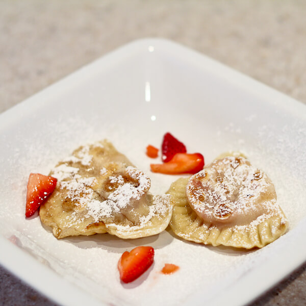 Pierogi with Strawberries Macerated in Vodka