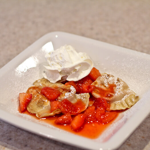Pierogi with Strawberries Macerated in Vodka