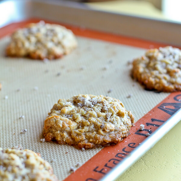 Salted Coconut Lime Cookies with Oats and White Chocolate