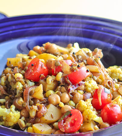 potato and corn hash with Indian flavors