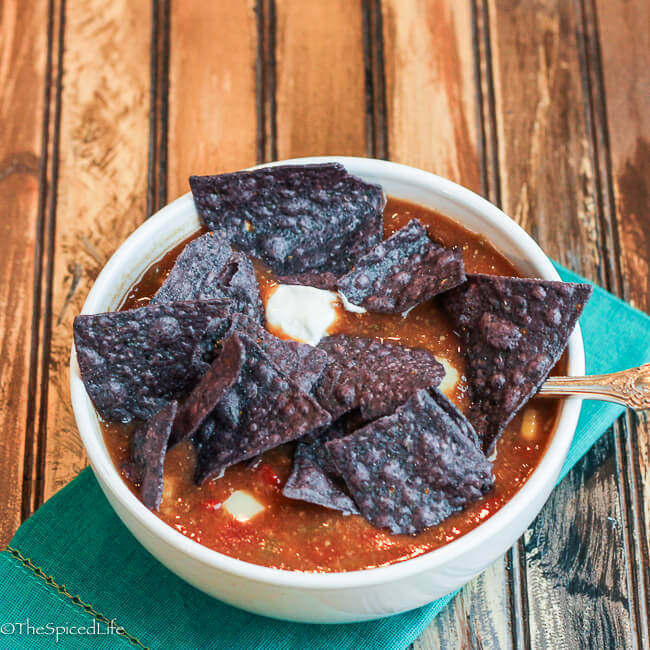 Canned tortilla soup doctored to make a great meal--one of our regular "fallback meals." Absolutely delicious!
