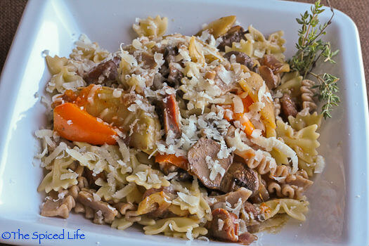 Farro Pasta with Mushrooms, Apples and Sausage