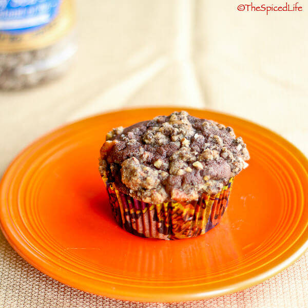 Dark Chocolate Muffins Topped with Pecan-Cookie Streusel