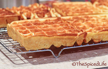 Waffles made with milk and sour cream, with whole grain flour