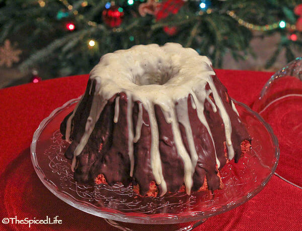 White and Dark Chocolate Coated Peppermint Pound Cake