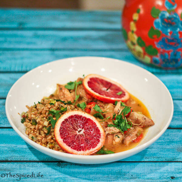 Slow Cooker Chicken Thighs in Blood Oranges with Meyer Lemons and Sherry is the perfect pick me up dinner for winter! Warming, slow cooking, yet bright and cheery to combat the grey days, this meal is pure comfort food!