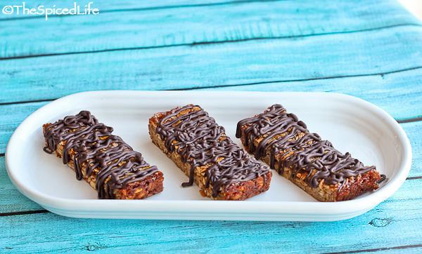 Peanut Energy Bars Drizzled with Chocolate