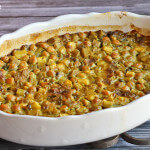 Casserole of Curried Chickpeas and lentils with Green Mango