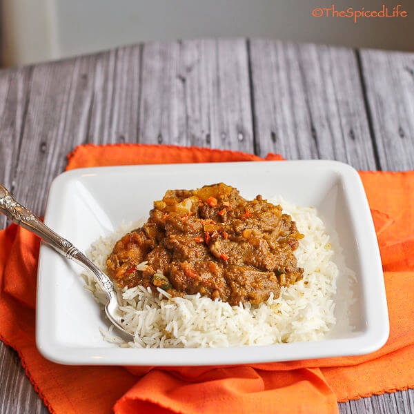 A traditional West Indian Goat Curry made with beef, sweet potatoes and coconut milk