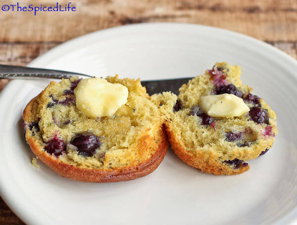 Simple Blueberry Muffins made tangy with cream cheese