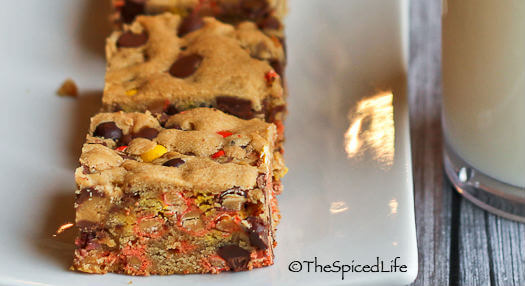 Best Peanut Butter Blondies with Reese's Cups, Reese's Pieces, Chocolate Chips and Peanut Butter Chips
