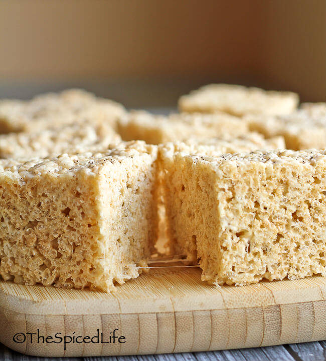 Rice Krispy Treats made with Browned Butter and Vanilla Salt