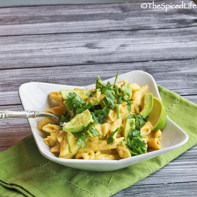 Penne Pasta with Cheddar Cheese, Avocado and Lime