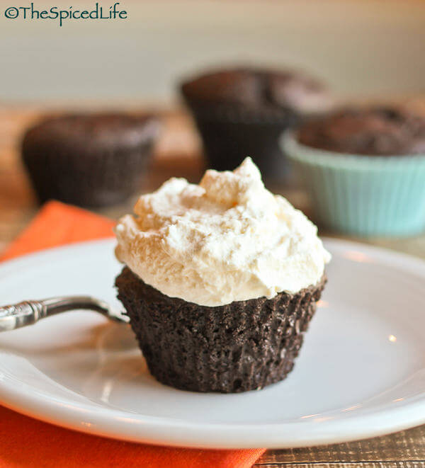 Individual Double Chocolate Teacakes Topped with Whipped Cream
