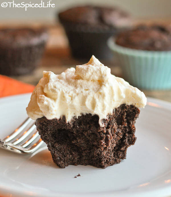 Individual Double Chocolate Teacakes Topped with Whipped Cream