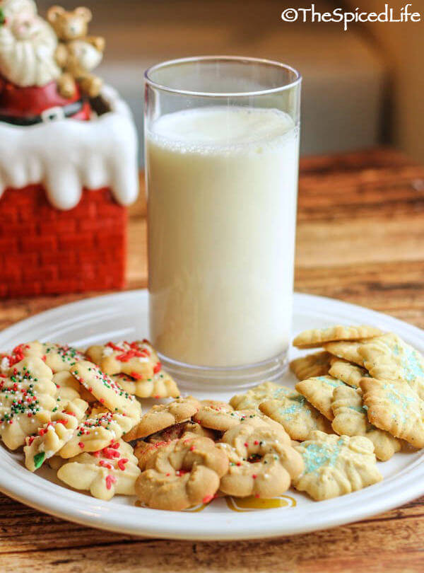 The same EASY basic cookie press dough flavored 3 different ways for the holidays: Fiori di Sicilia (citrus vanilla); Salt and Pepper Maple; Peppermint