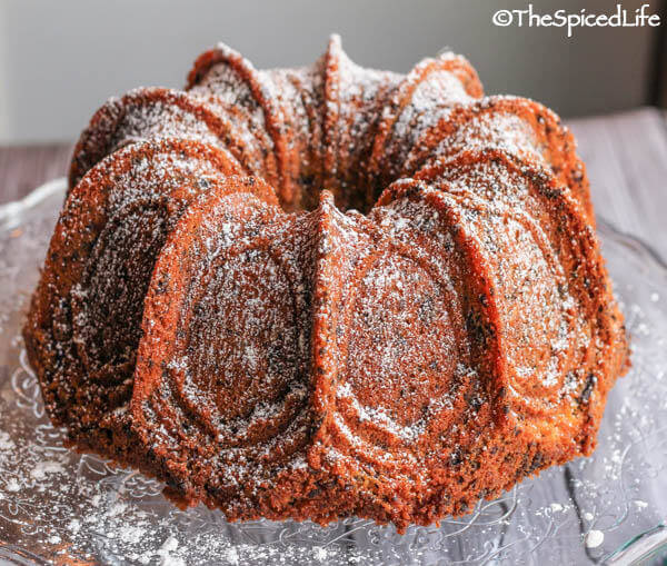 Peppermint Whipped Cream Bundt w Chocolate Shavings: Because it has no butter to be creamed, this cake is easy and fast! And delicious!