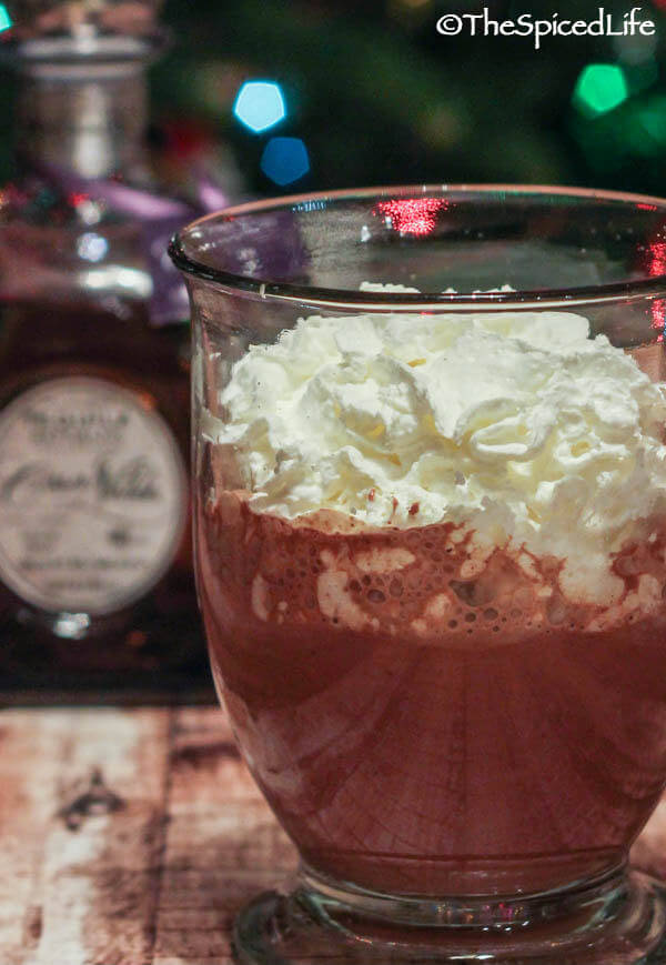 A Mexican inspired hot chocolate laced with tequila and a pinch of chipotle powder kicks the holiday season up a notch! 