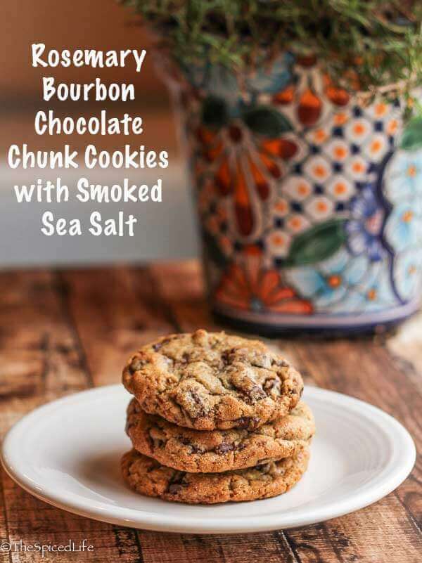 Rosemary Bourbon Chocolate Chunk Cookies with Smoked Sea Salt
