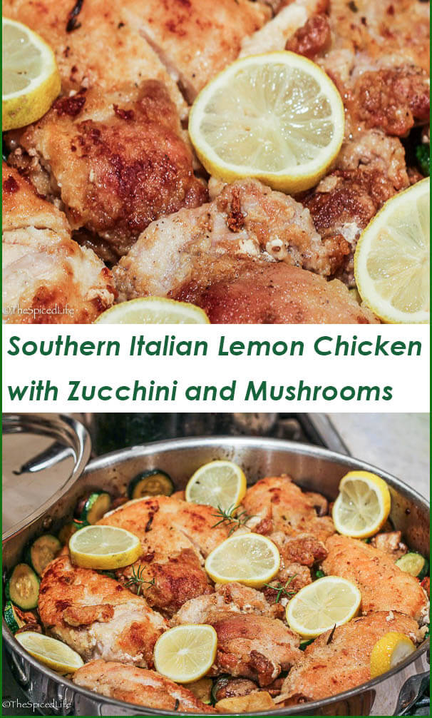 Gorgeous ONE POT Italian Lemon Chicken with Zucchini and Mushrooms inspired by the Amalfi Coast!
