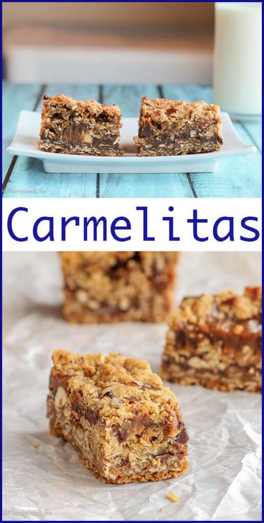 Carmelitas: Bar cookies made of Oats, hazelnuts, chocolate, dulce de leche and everything that is happy!