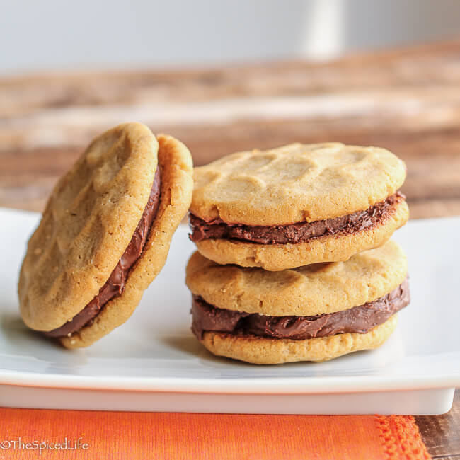 peanut butter sandwich cookies with peanut butter chocolate ganache: craggy, rustic, thick and absolutely addictive!