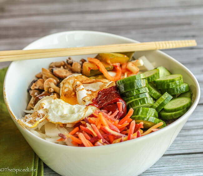 Bibimbap: a Korean rice bowl with seasoned ground beef and veggie. So much easier than you think and absolutely delicious!!!