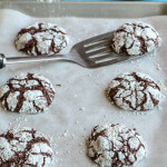 Nibby Chocolate Crinkles: scrumptious dark chocolate cookies filled with cacao nibs and rolled in powdered sugar! And unlike most crinkle cookies, not at all too sweet!!!!