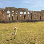 Sammy in front of Hera temple in Paestum