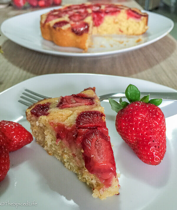 Lemon Olive Oil Cake Topped with Strawberries