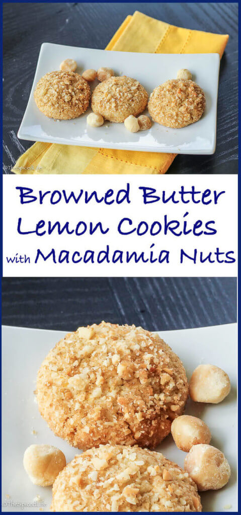 Browned Butter Lemon Cookies with Macadamia Nuts: Delicious but lower in sugar and extra crunchy from cornmeal as well as the nuts, these cookies are absolutely addictive!