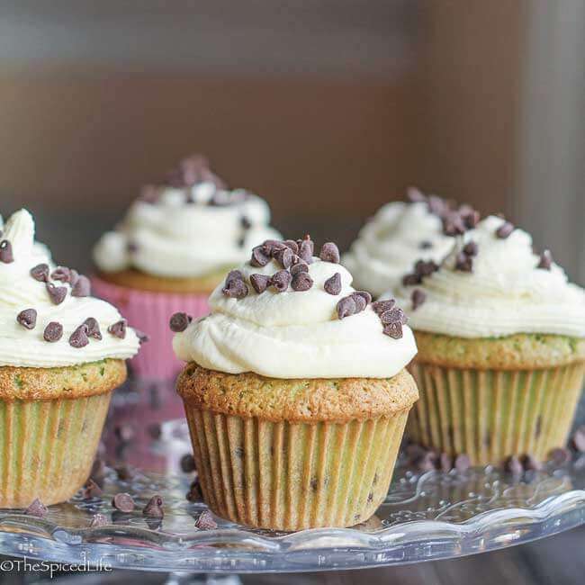 Mint Chocolate Chip Cupcakes: a creme de menthe cake with mini chocolate chips is topped with a whipped cream buttercream and truly outdoes the ice cream!