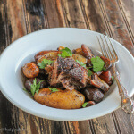 Pot Roast with Persian Spices on Fingerling Potatoes, Onion Wedges and Mushrooms--kick up your Sunday dinner a notch!