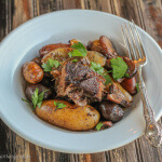 Pot Roast with Persian Spices on Fingerling Potatoes, Onion Wedges and Mushrooms--kick up your Sunday dinner a notch!