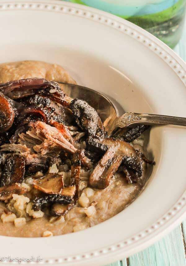 The Food of Oman reviewed: Harees (Omani Savory Beef and Wheat Porridge) with Caramelized Onions and Mushrooms: this comfort food at its finest! This meal is a warming and filling dinner perfect for a cold winter night!
