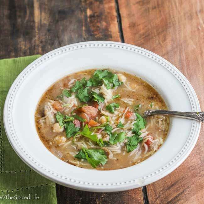 Middle Eastern Chicken Soup with Chickpeas and Broken Vermicelli