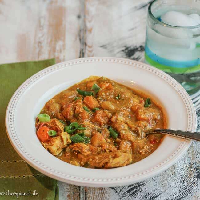 Jamaican Chicken Curry with Rum and "Love Apples" (tomatoes--caramelized in brown sugar!)