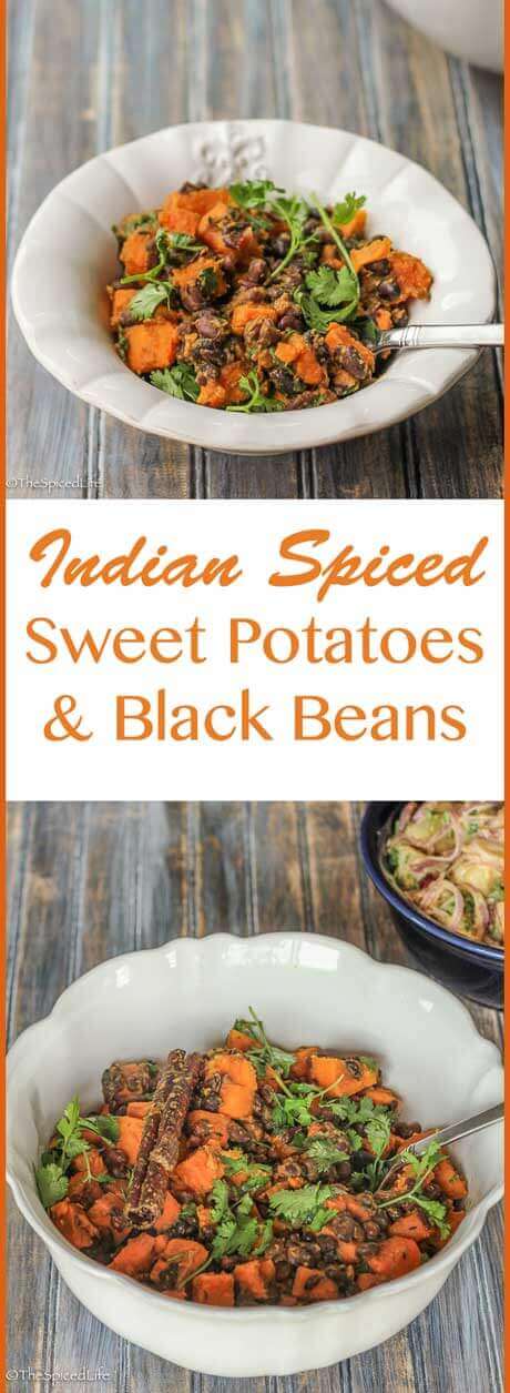 Indian Spiced Sweet Potatoes and Black Beans